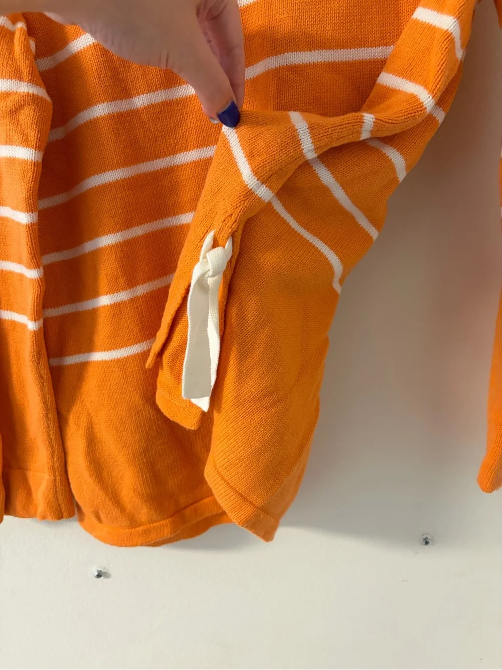 J. Jill Orange and White Striped Crewneck Sweater